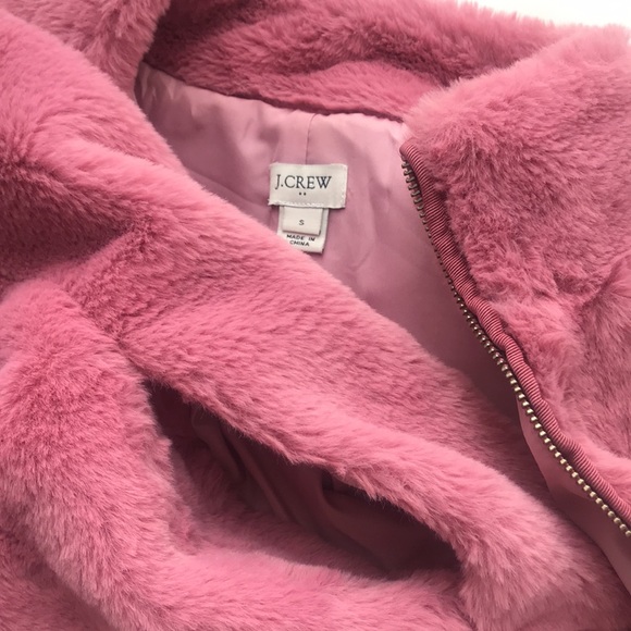 J.Crew Mercantile Guava Berry Faux Fur Zip up Teddy Vest - Picture 3 of 13